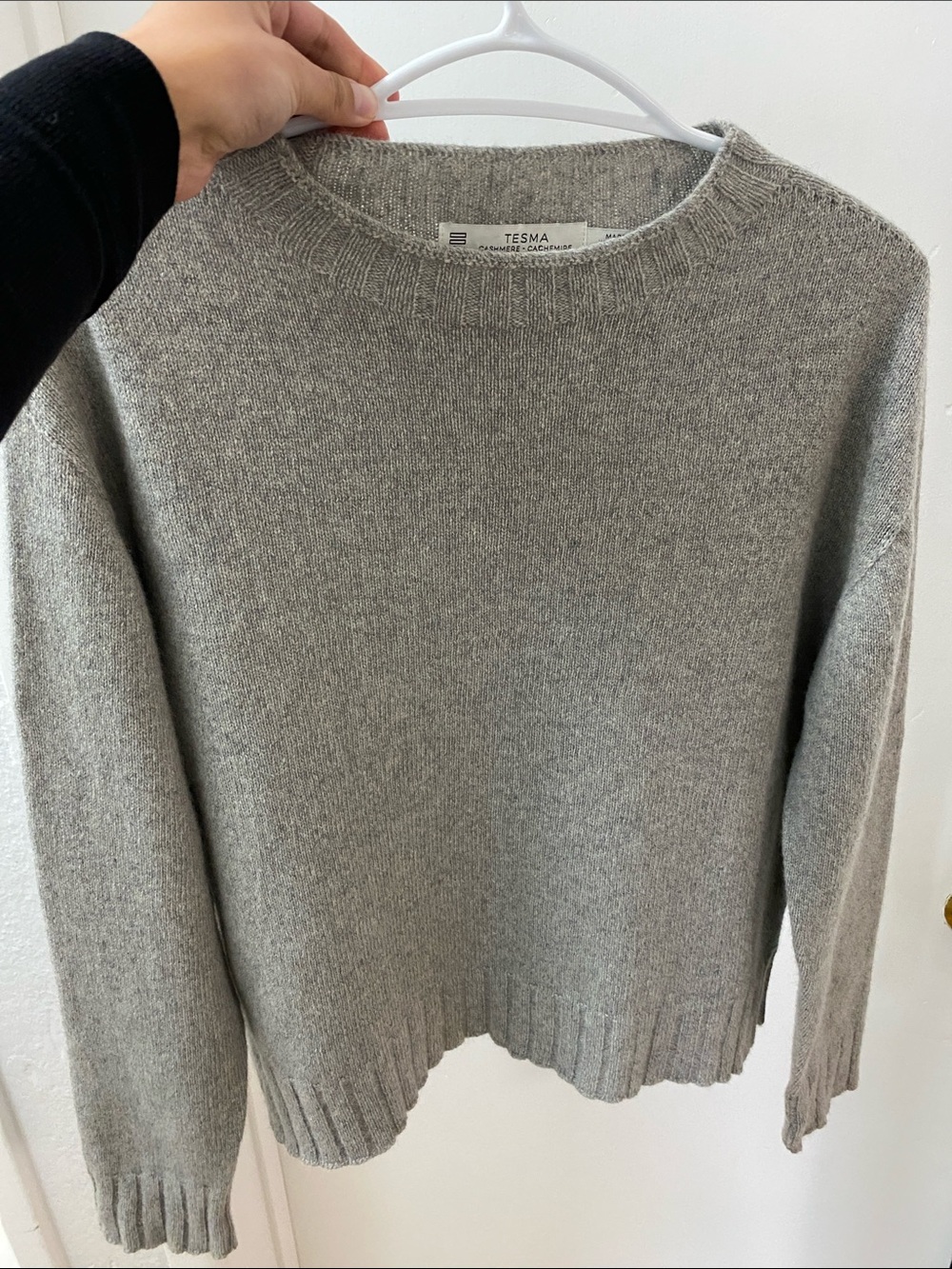 Light Gray Cashmere-Blend Crewneck Sweater